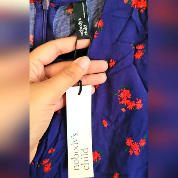 Nobody's Child, from ASOS, size 8, blue with red flower jumpsuit - Picture 3 of 4